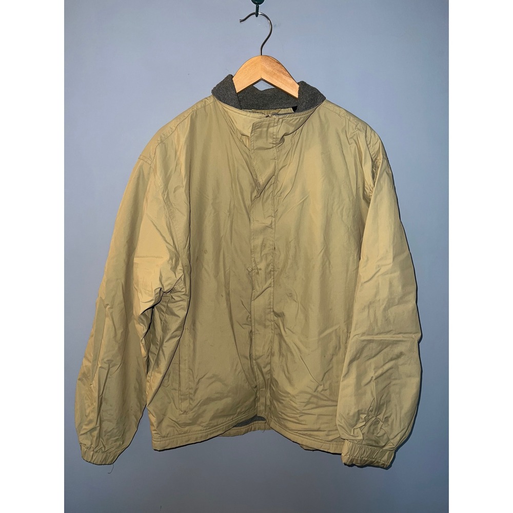 RedHead Mens Tan Khaki Full‎ Zip Windbreaker Jacket Grey Sherpa Collar Large